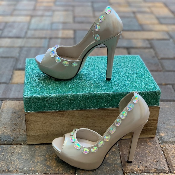 Champagne Rhinestones Dressy Towering Heel Pump - Picture 7 of 9